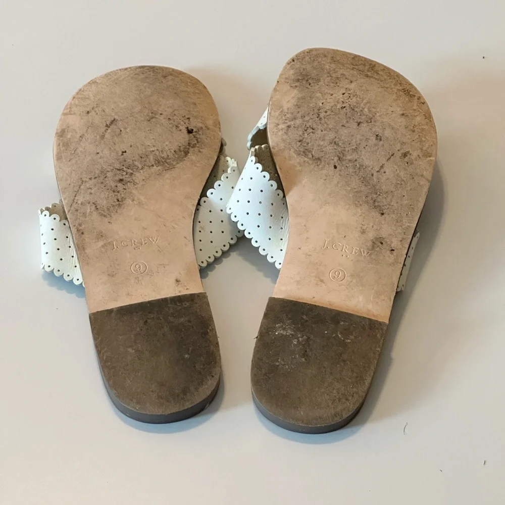 J. Crew White Leather Cross Strap Slide Sandals - Picture 4 of 8